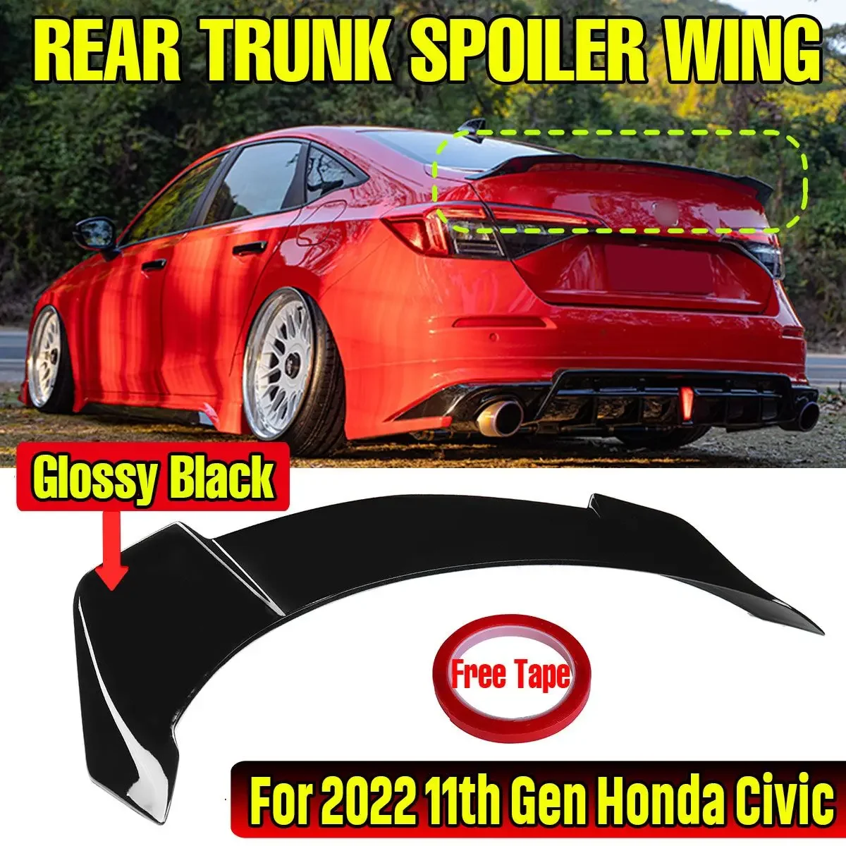 

Car Rear Spoiler Wing Lip Extension For Honda Civic 11th 4 Door Sedan 2022 Up Rear Trunk Spoiler Lip Boot Wing Lip Car styling