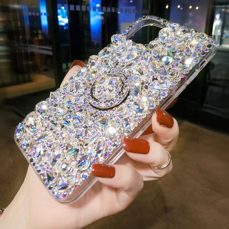 Rhinestone Glitter Case Stand Back Phone Cover for Samsung Galaxy A22 A32 A52 A71 A5 A72 A73 A53 A33 A55 A54