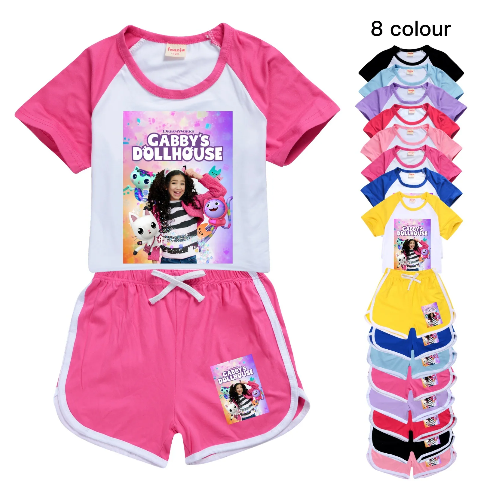

Kids Cute Gabbys Dollhouse Clothes Toddler Girls Outfit Toddler Boys Casual Clothing Set Children Short Sleeve Leisure SportSuit