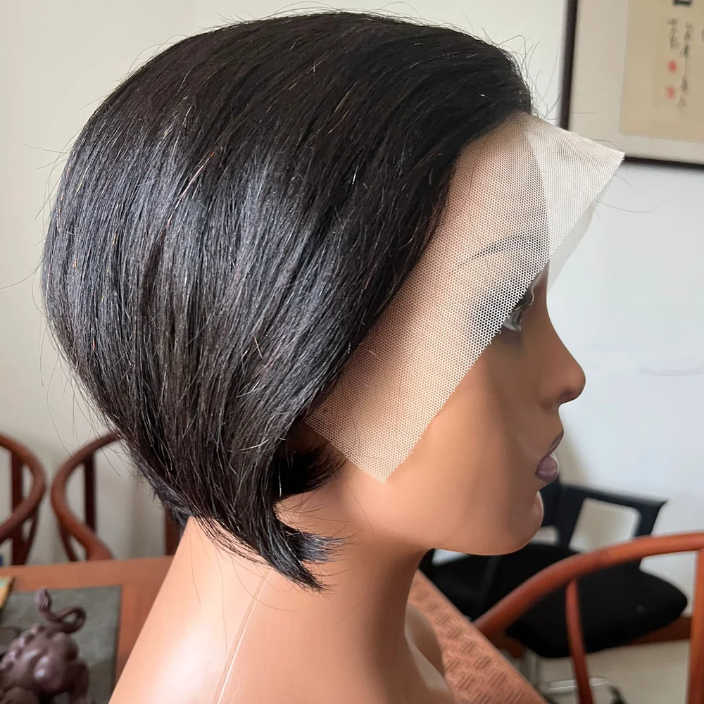 6inch Short Pixie Cut Bob Wig Straight Human Hair 150% Density 13×4 Lace Frontal Wig for Women Daily Wear With Natural Hairline