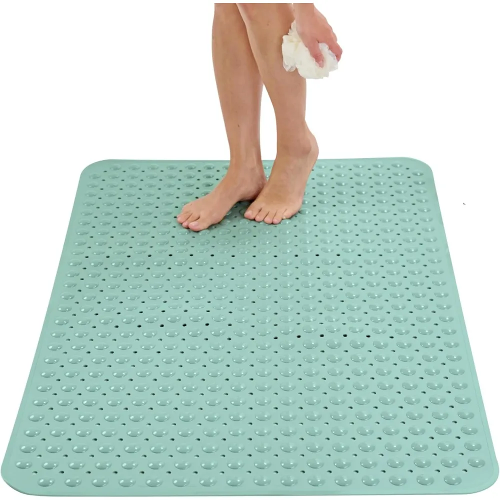 Non-Slip Square Bathroom Mat with Suction Cup and Fast Drainage Design for Shower Massage Experience
