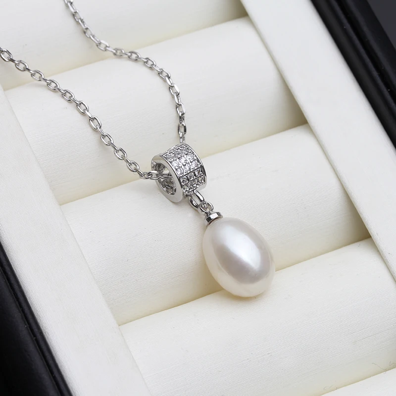 

Trendy Freshwater Pearl Necklace For Women,925 Sterling Silver Circel Pearl Pendant Wife Birthday Gift White Black