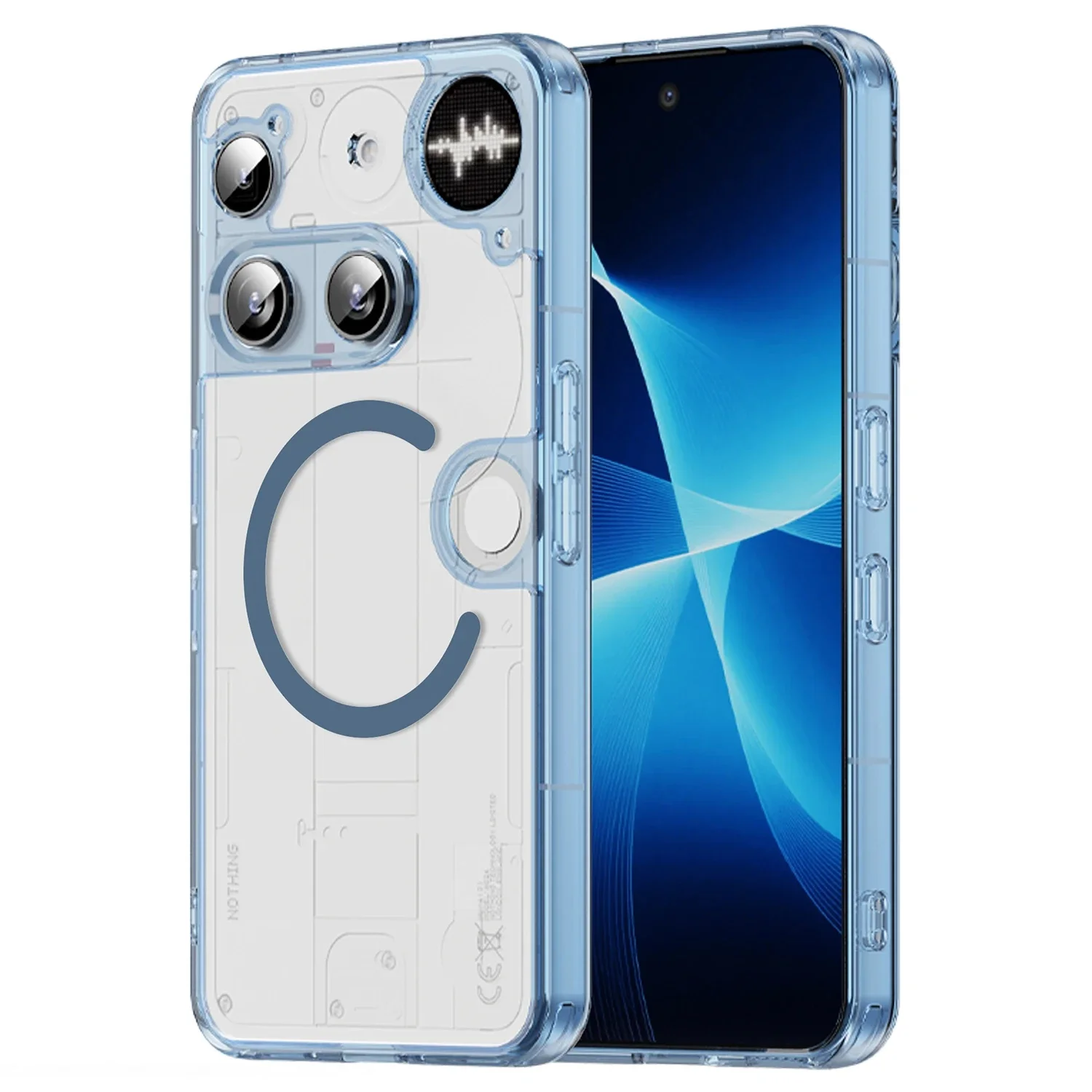 Magnetic Transparent Shockproof Protective Case with Soft TPU Frame