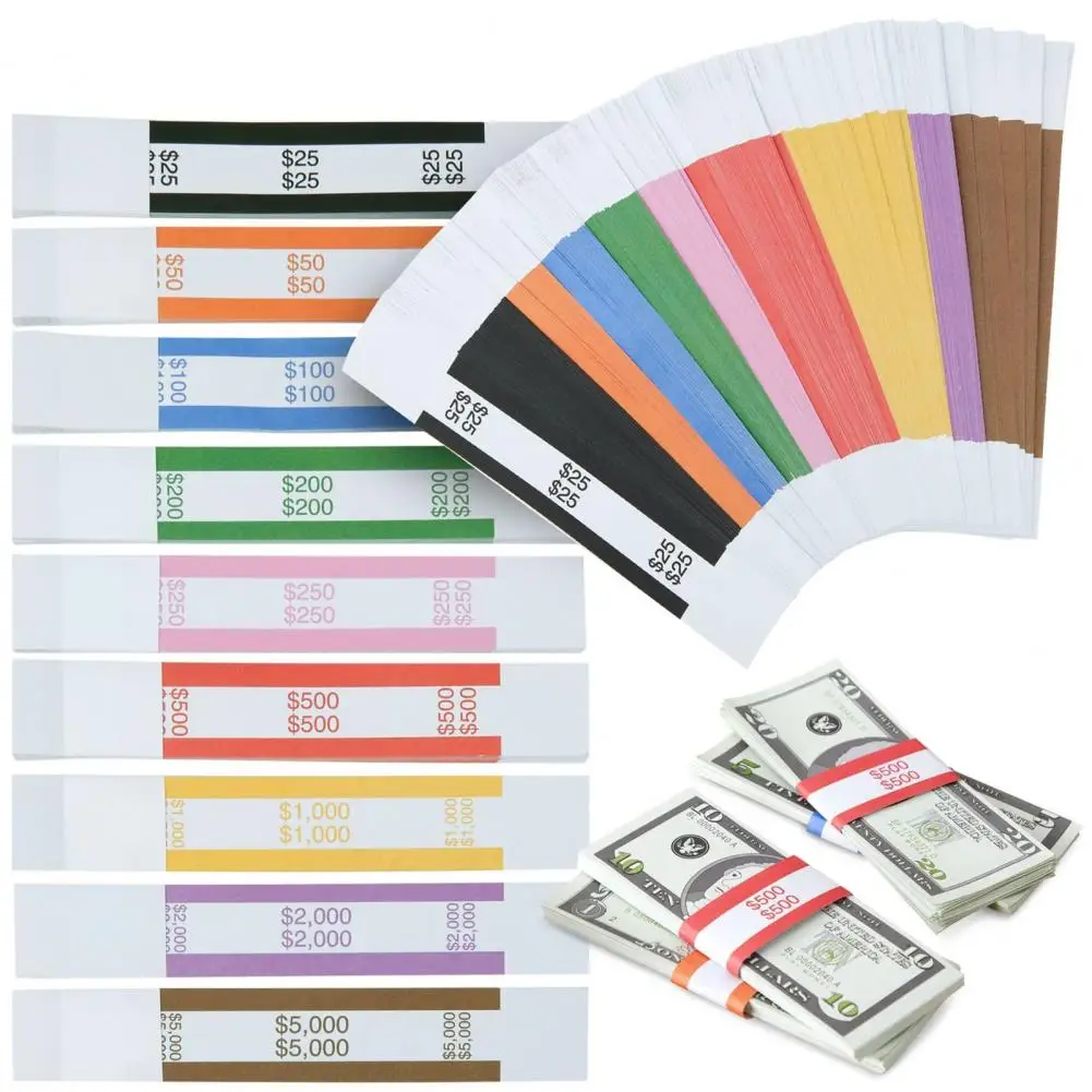 450Pcs-Money-Band-Bundle-9-Color-Self-Sealing-Cash-Straps-Denomination ...