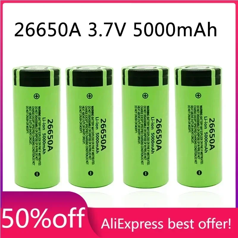 

new 2024 26650A 3.7V 5000mAh battery high capacity rechargeable battery 26650 20A power battery lithium ion for toy flashlight