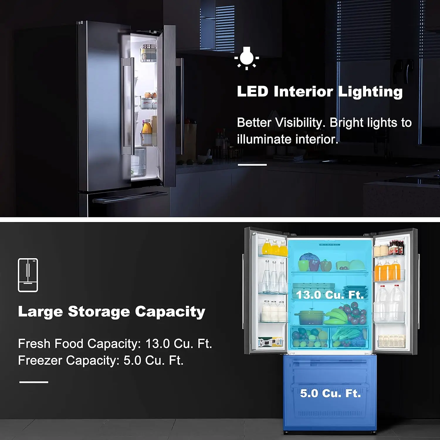 18FS5S16 French Door Refrigerator with Installed Ice Maker and Bottom Freezer Adjustable Electrical Thermostat Control 4