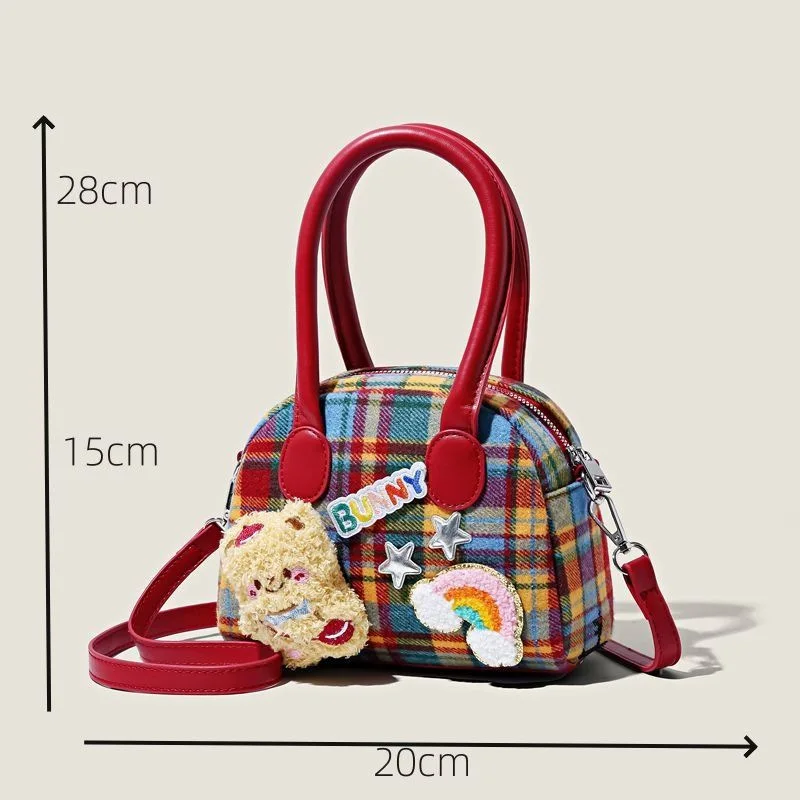 Cute plaid women's crossbody bag with Ins style, fashionable shoulder bag, high appearance, zero wallet