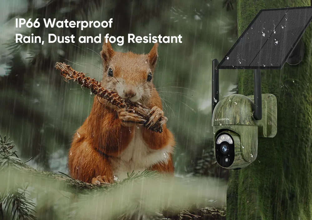 LS VISION 4MP Camouflage Solar Surveillance Camera Hunting Monitor Night Vision