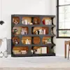 S Shaped Tall Bookcase Set of 2 4 Tier Modern Freestanding Storage Shelving Stylish Bookshelf Space Saving Display Units 2