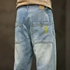 Baggy Mens Jeans Light Blue Loose Fit Straight Cut Oversized Large Size Men's Jeans 2024 New Arrival Male Full Lemgth Trousers 3