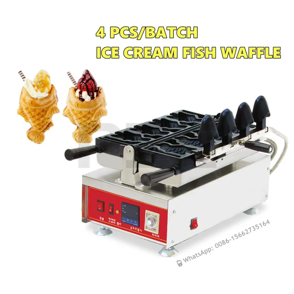 

Digital 4 Pcs Electric 110v 220v Japanese Style Ice Cream Taiyaki Machine Fish Waffle Cone Maker Taiyaki Baking Making Machine