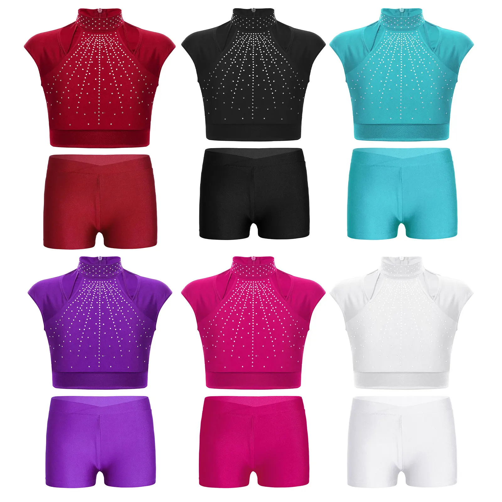 Robe De Danse Femme Strass Justaucorps - Pour Patinage, Gymnastique, Spectacle Sans Manches