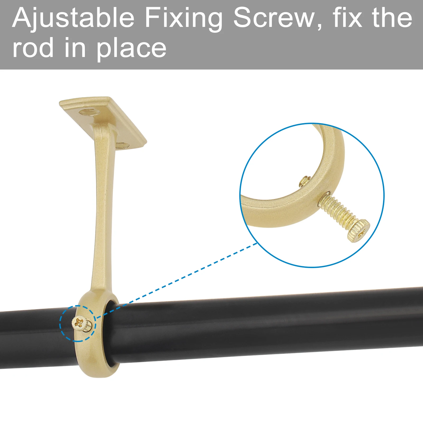 Heavy Duty Curtain Rod Bracket Holder Aluminum Alloy Wall Curtain Rod Hanger Rack Adjustable Screw Socket Pole End Support 1pcs