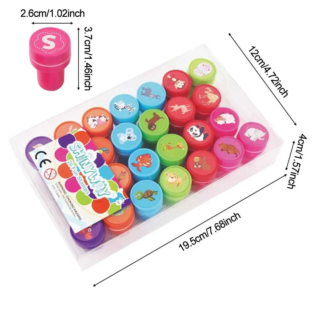 26pcs 26 Alphabet Stamps Set Multicolor Plastic Letter Stamp Toy for Kids (Letter Design), Size: 2.6