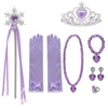 Girls Frozen Elsa Anna Cinderella Princess Accessory for Cosplay Dresses Bowknot Gloves Crown Wand Neacklace Bracelet 6