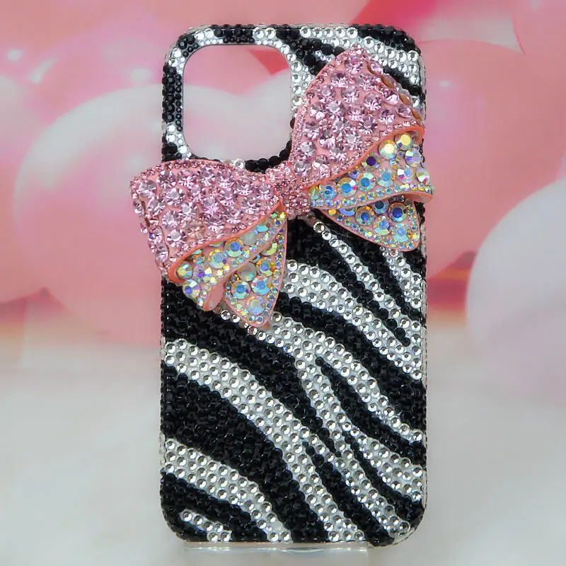 Luxury Rhinestone Rose Red Bow Handmade Phone Case for Samsung Galaxy S24 S23 S22 S21 Ultra Plus S20 FE A73 Anti Drop Back Cover