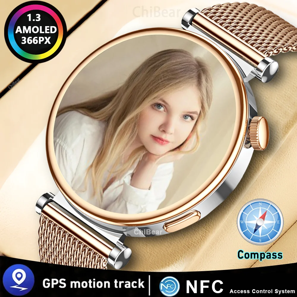 

Fashion Watch 4 Smart Watch Women 41mm 1.3" AMOLED NFC Compass Clock Bluetooth Call IP68 Waterproof Ladies Smartwatch 2024 NEW