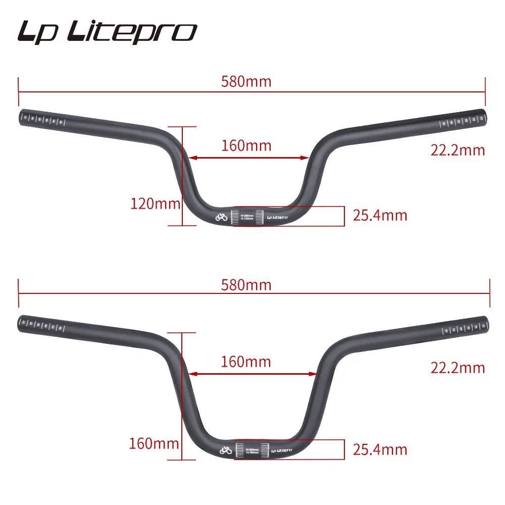 

25.4X580mm M Handlebar for Brompton Folding Bike Height 120 160mm Folding Bicycle M Handlebar Integrated Process