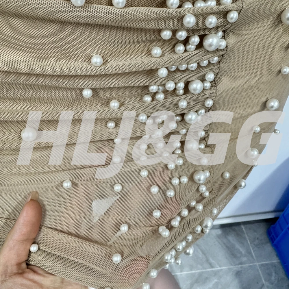 HLJ Sexy Rhinestone Patchwork Bodycon Mini Dresses Women Mesh Solid Color Long Sleeves Dress Female Streetwear Vestidos 2025 New