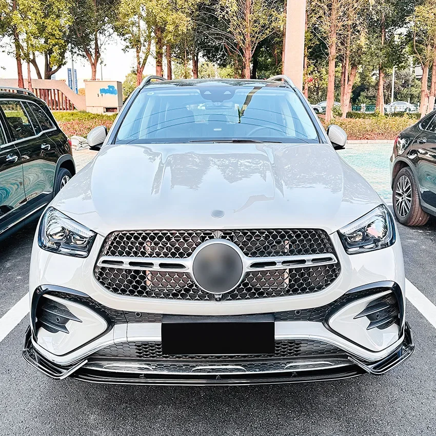 Front Bumper Spoiler Lip For Mercedes Benz GLE W167 C167 Gle350 Gle450 Gle53 Amg 2020 2022 Carbon Fiber Look Black