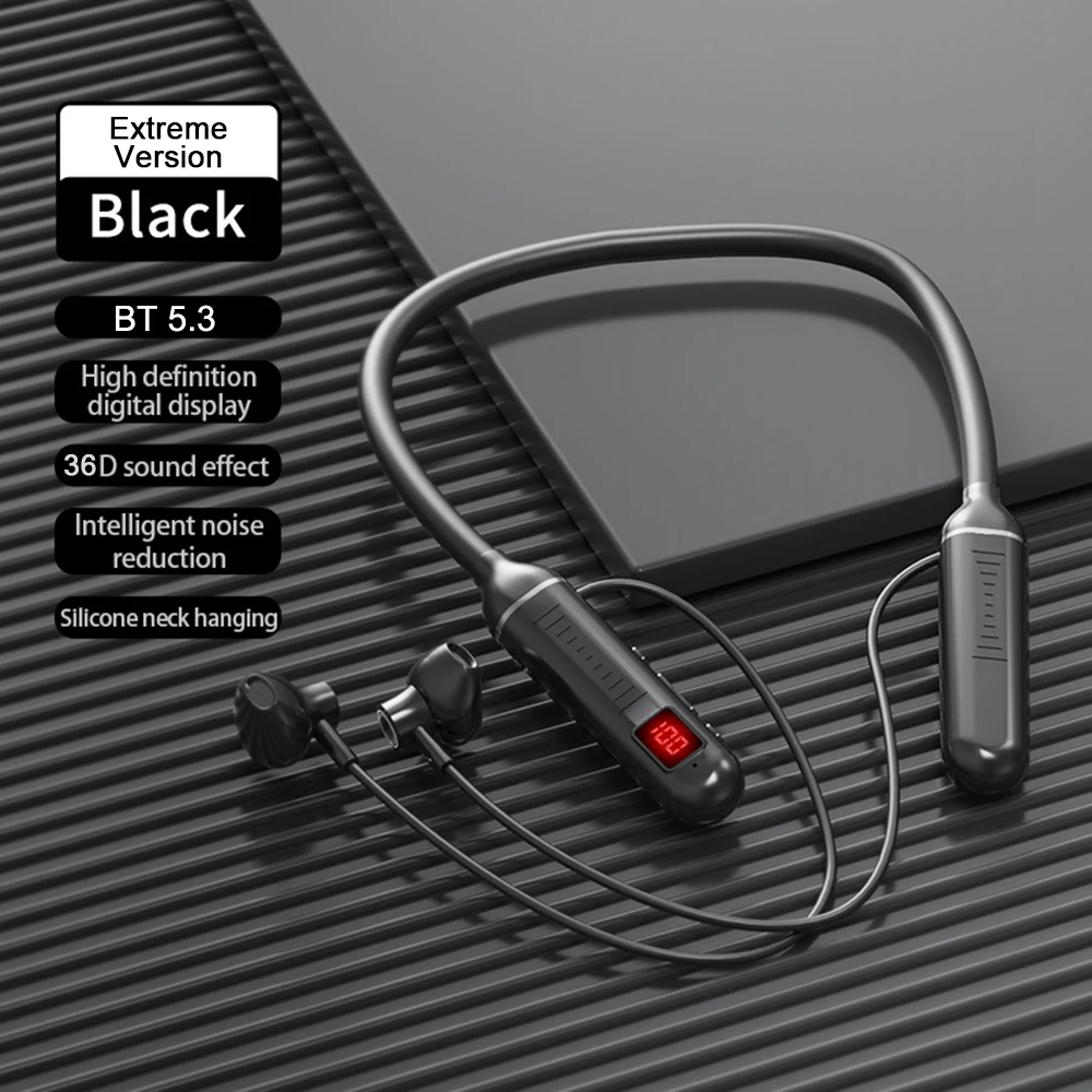 Description Picture 3 of itemWireless Headphones Bluetooth 5.3 Neckband Magnetic Earphones Sports Running Earbuds LED Display HiFi Sound Headset with Mic