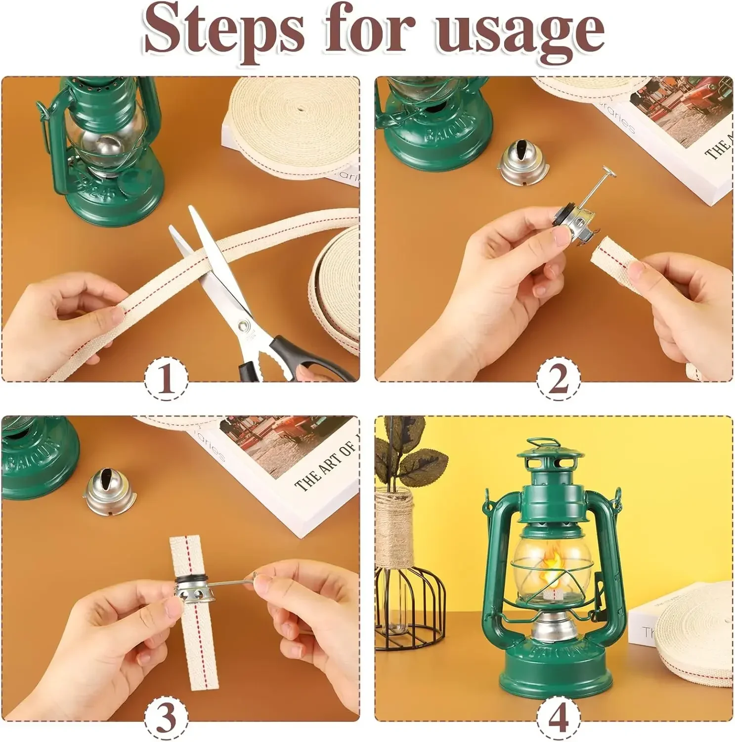 Kerosene Lamp Wick 2 Rolls 0.8/1/1.2/2cm Cotton Oil Lamp Wick Replacement Oil Lantern Wick Flat for Paraffin Burner Kerosene Based Lantern