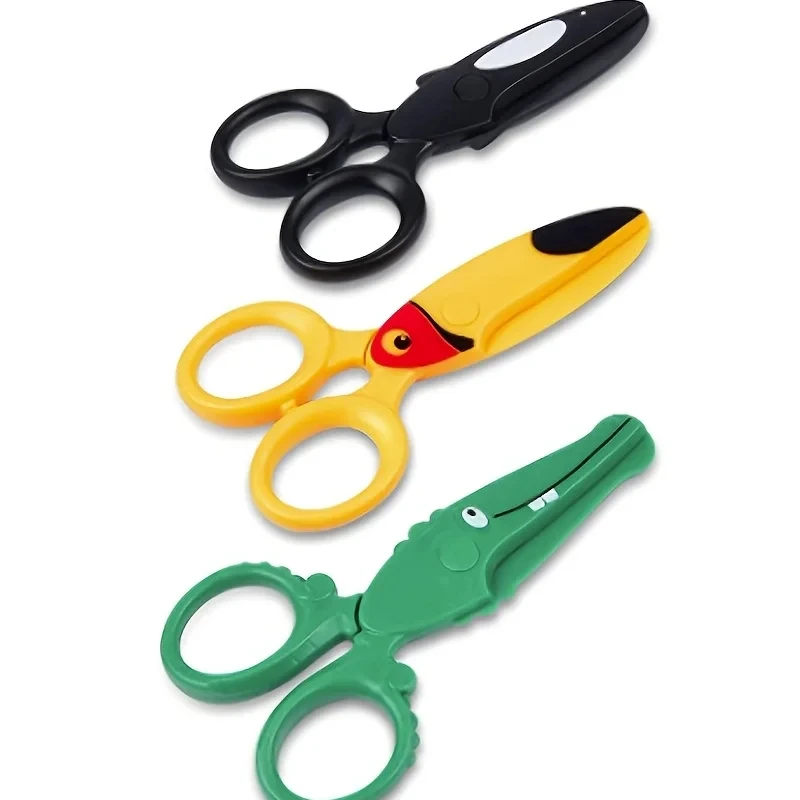 Preschool Training Safety Scissors Children Animal Cartoon DIY Craft Plastic Scissors Blunt Tip Kid-Friendly Art Tools