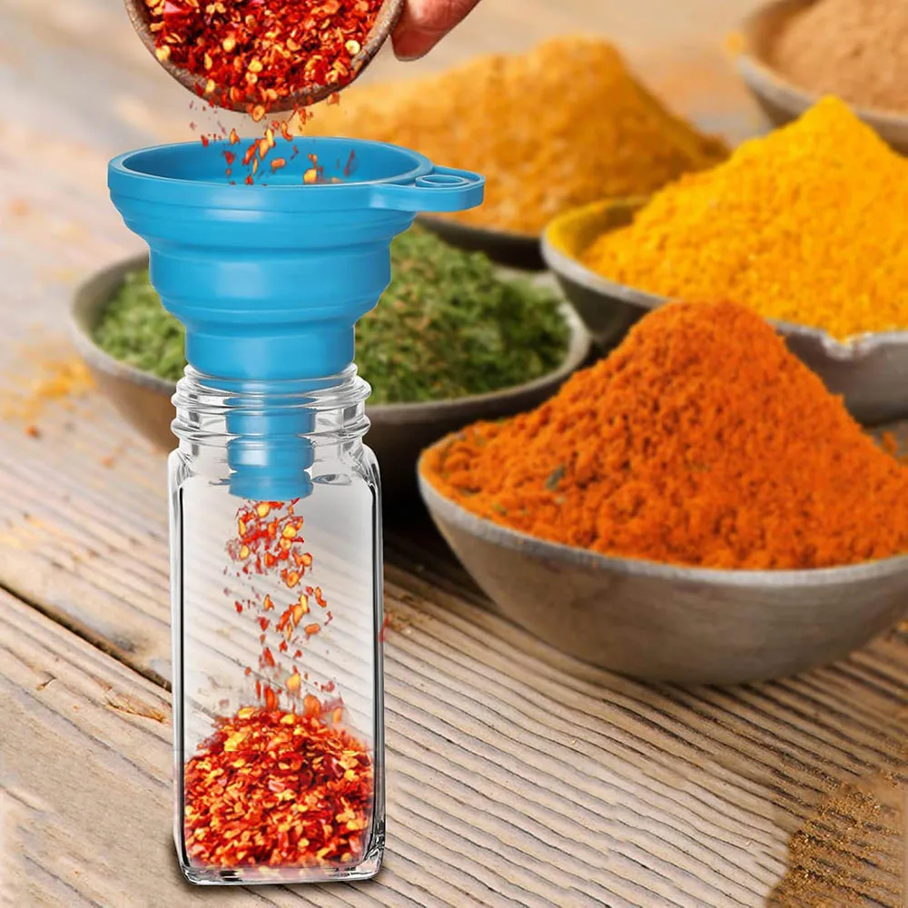 Glass Spice Jars with Labels,4oz Spices Containers Spice Jars with Black Shaker Lids,Empty Containers for Spice, Silicone Funnel 6