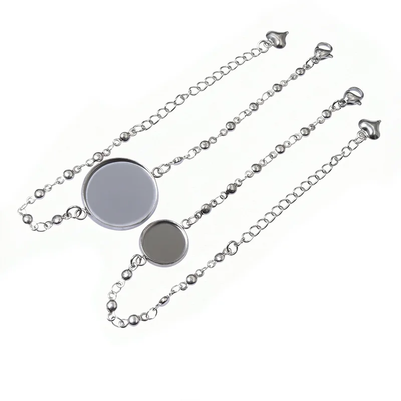 Set of 2 Adjustable Stainless Steel Bangle Base Bracelet Blanks with Multi-Size Bezel Trays