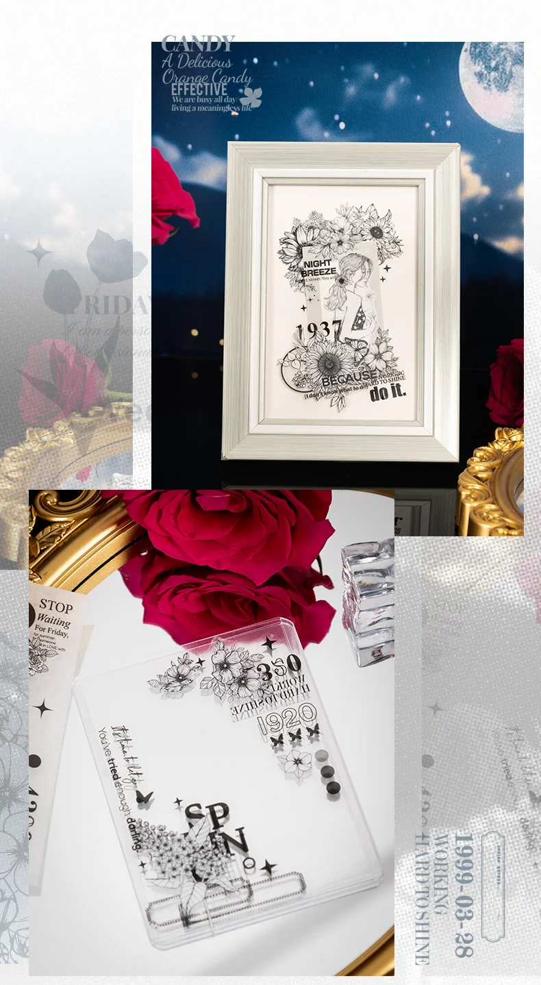 6 stil 10 teile/buch INS Floral Aufkleber Buch Pflanze Thema Schneiden Sammelalbum Dual-material Handbuch DIY Dekorative Aufkleber – Detail 8