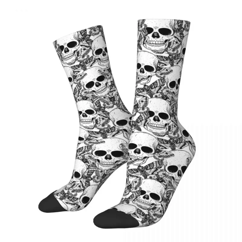 

Autumn Winter-hop Men's Women's Skull And Butterflies Death Moth Socks Non-slip Crew Skulls Merchandise Warm