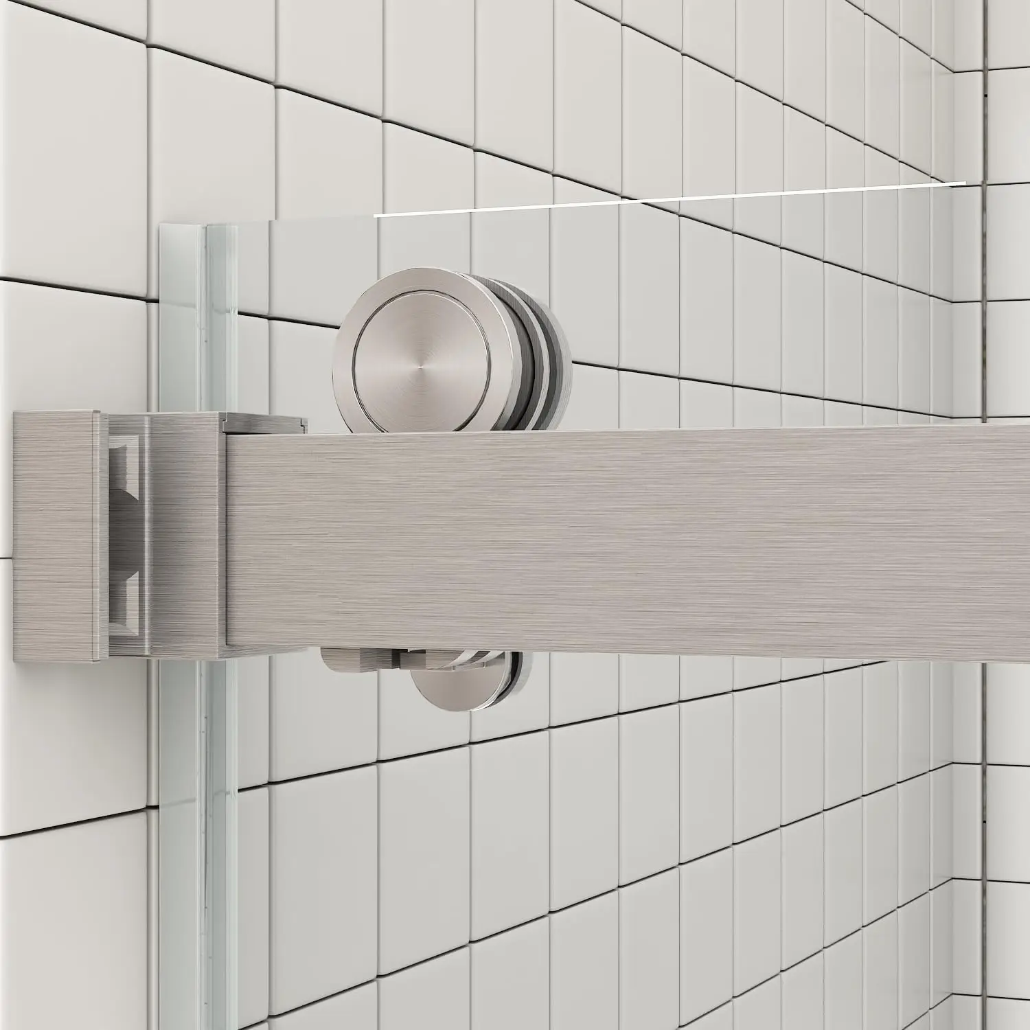 Sunrosa 44""-48"" W X 76"" H Frameless Shower Door, Clear Tempered Glass 5/16""(8Mm), Double Sliding Shower Door, Aluminum 2