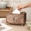 Black Walnut Wooden Drawn Paper Box Multi Functional Solid Wood Tissue Box New Chinese Style Living Room Desktop Storage Box 1