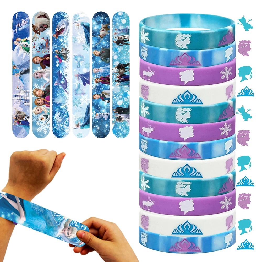 

Frozen Silicone Wristband Disney Anna Elsa Slap Bracelets Party Favors for Kids Girls Birthday Party Supplies Baby Shower Gifts