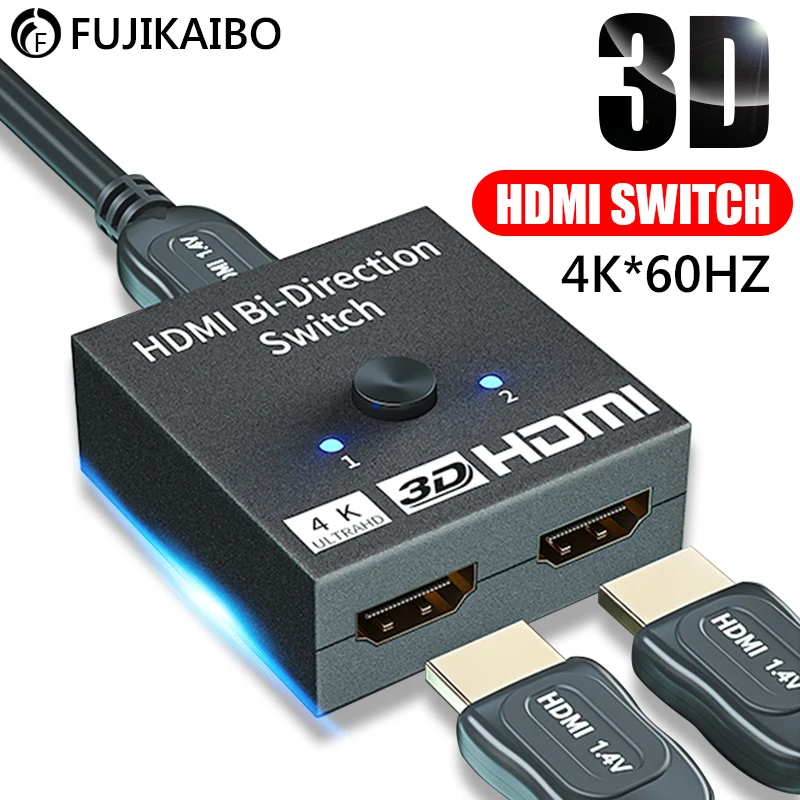 3D 4K HDMI-совместимый переключатель с 2 портами двунаправленный HDR HDCP сплиттер порты