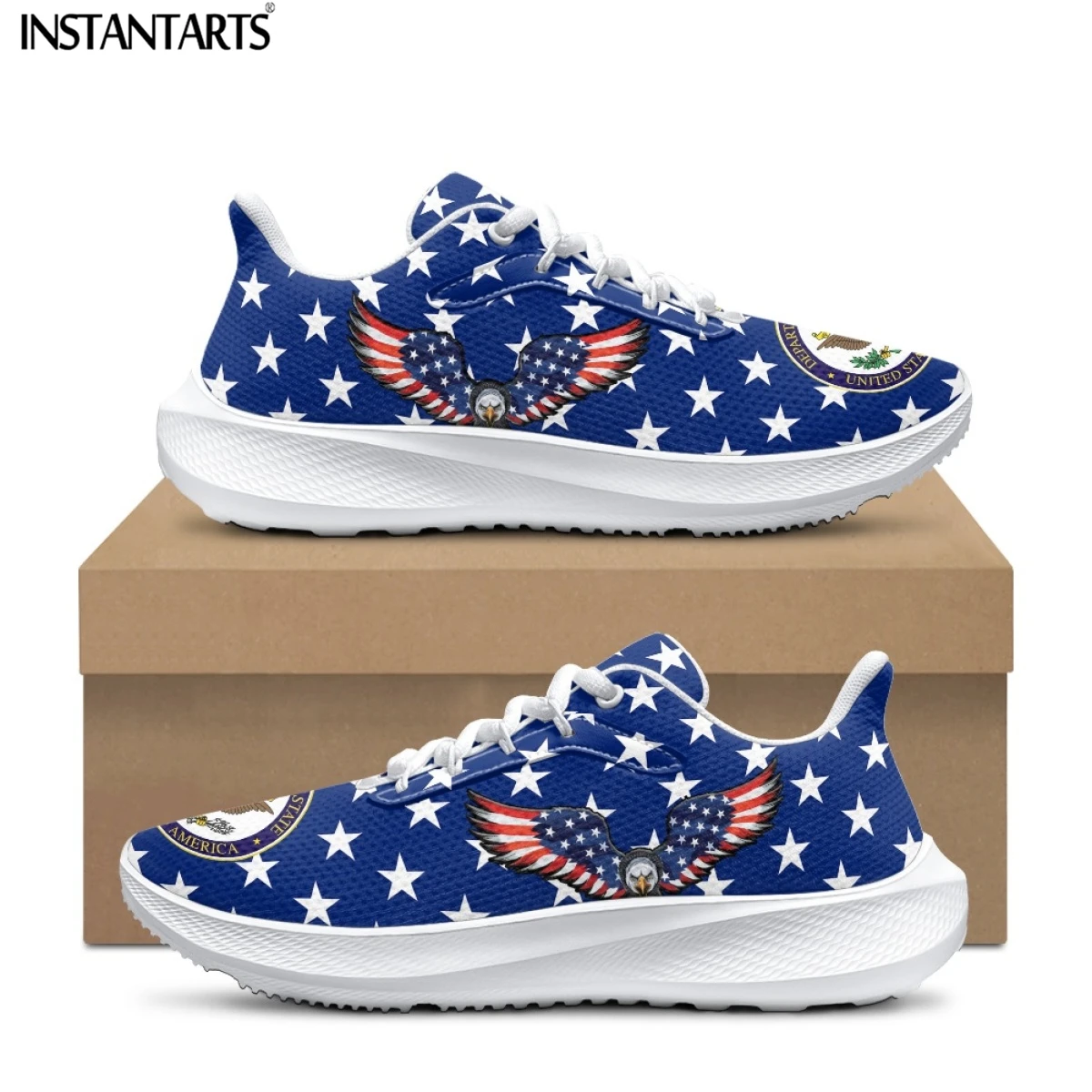 

INSTANTARTS 2023 Casual Running Shoes USA Flag American Women's Mens Round Toe Cushion Mesh Sneakers Lightweight Sport Tennis