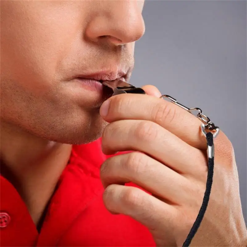 Professional Whistle Black ABS Outdoor Sports Camping Hiking Referee Game Training  Survival Whistle  With Lanyard 4
