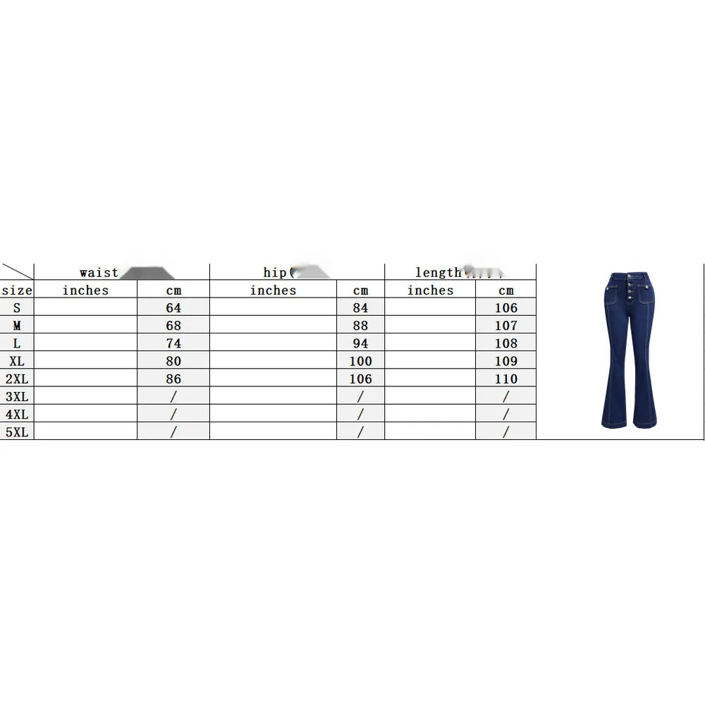 Dam jeans med hög midja och utsvängd modell slim eleganta byxor_voghion.com
