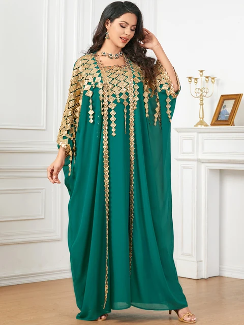 Eid Muslim Party Dress for Women Abaya with Inner Dress 2 Piece Set Jalabiya Ramadan Abayas Robe Caftan Vestidos Largos 2024 1