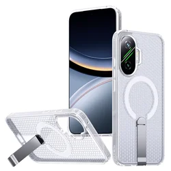 Protective Airbag Wireless Magnetic Charging Bracket Phone Case for Redmi Turbo4 Pro (White)