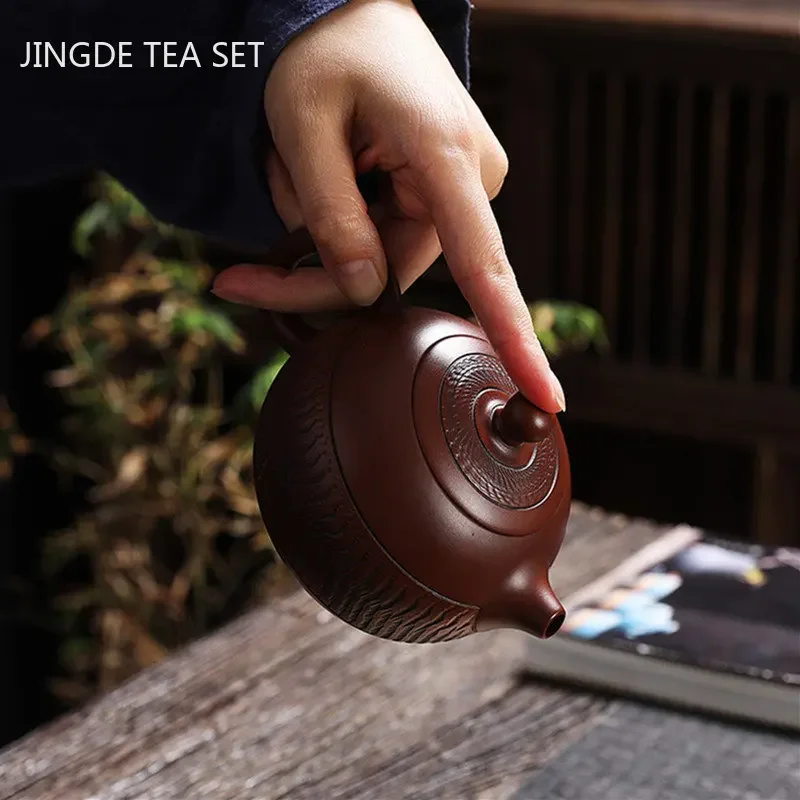 Antique Handmade Xishi Teapot Chinese Yixing Purple Clay Tea Pot Household Beauty Kettle Filter Tea Infuser Customized Tea Sets