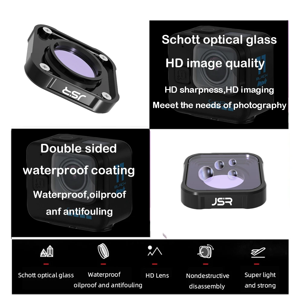Lens Filter CPL MCUV ND8 16 32 Compatible for GoPro Hero13/12/11MINI/109 Polarizing Lens Filter Kit Lens for GoPro Accessories 5