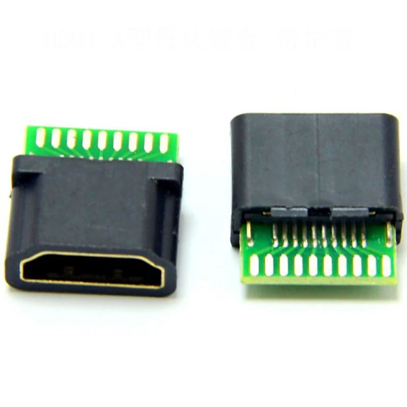 1–51 Stück 19PIN 19P HDMI-Buchse/Buchse HD-Stecker mit Leiterplatte, Lötdraht-Verbindungstyp mit Kunststoffgehäuse