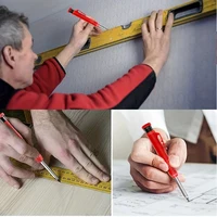 2.8mm Mechanical Carpenter Pencil Set, Needle Nose Tip Hole Marker with Built in Sharpener, Scribe Making Tools for Woodworking 2