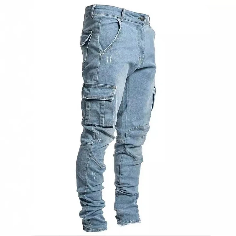 Men Street Elastic Denim Jeans Wash