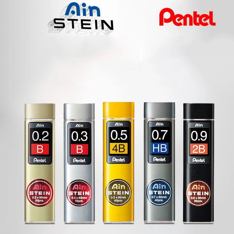 1pc Pentel Ain STEIN 0.2/0.3/0.5/0.7/0.9mm HB/2B/4B/6H Mechanical Pencil Black Resin Pencil Lead Core 0.2mm Leads