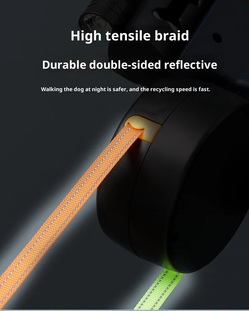2025 Neue 2 Hunde Ausziehbare Leine - Kein Verheddern, 10ft Entfernung 25lb/Jeweils, Einfaches Verriegeln & Entriegeln Reflektierendes Gurtband – Detail 5