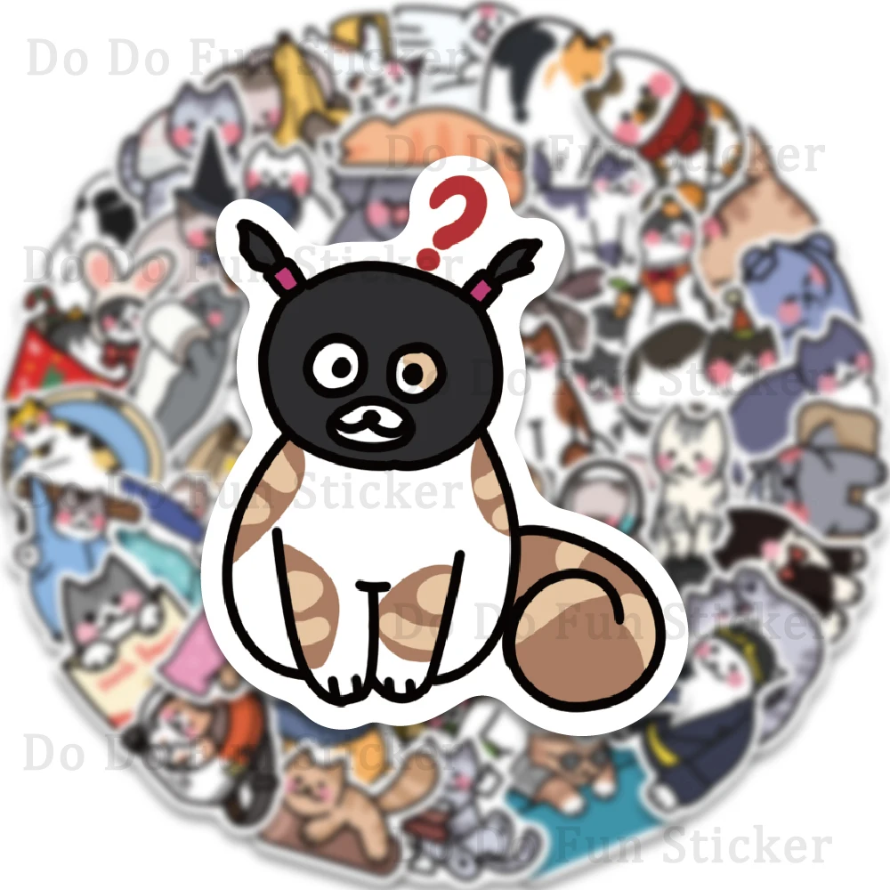 50PCS Cute and Cute Hand drawn Funny Cat Graffiti Stickers Waterproof ...