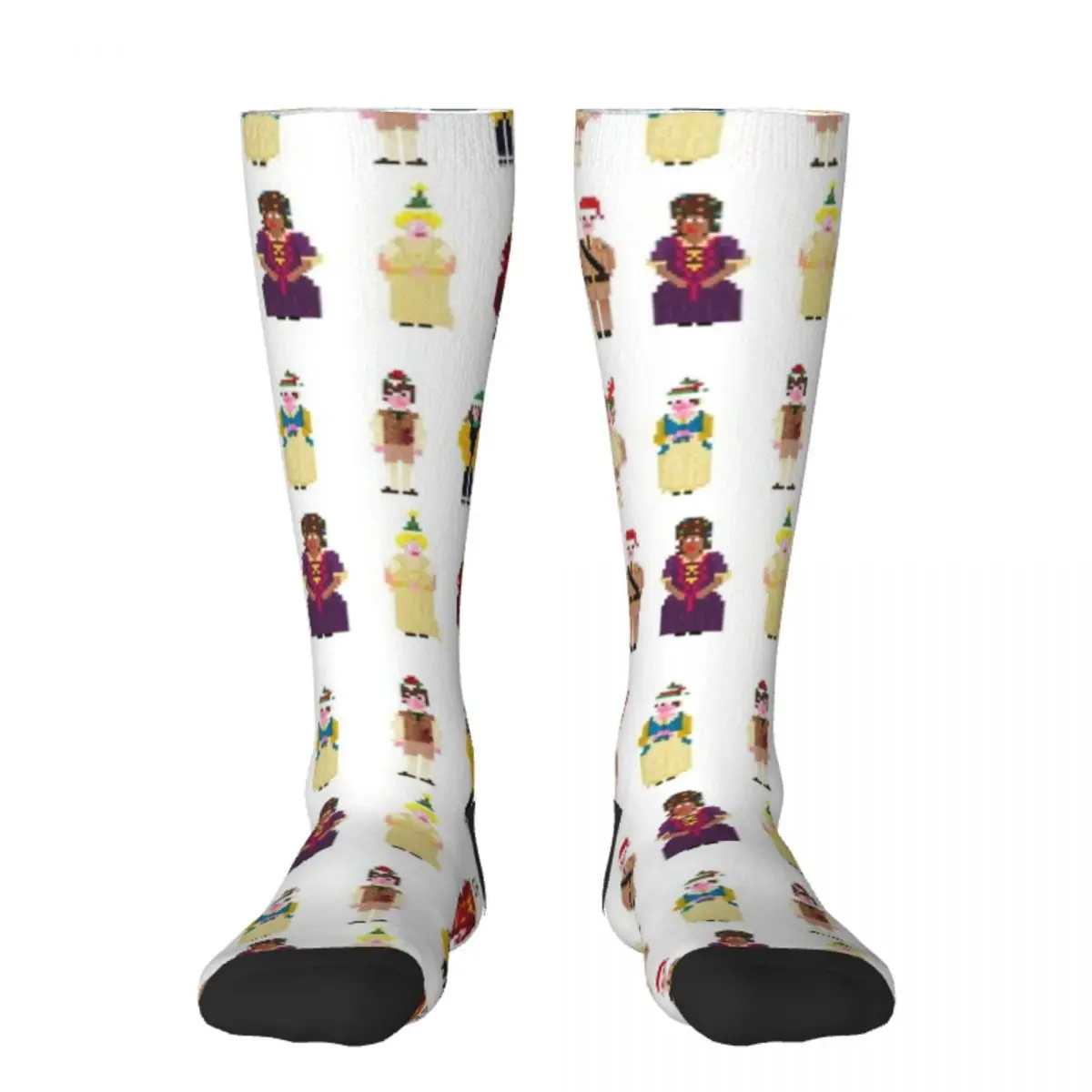 

Носки с рисунком рождественских призраков пикселей, мужские носки до щиколотки для бега, женские мужские носки