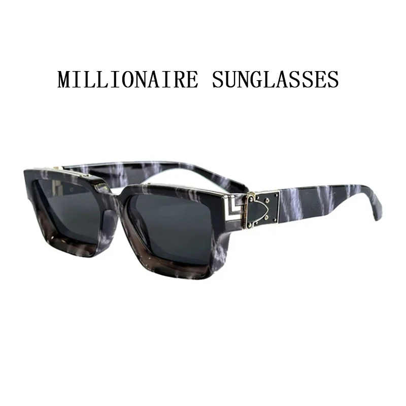 Retro Millionaire Sunglasses For Men 2024 Vintage Square Sunglasses Women Trendy Designer Fashion Glasses Gafas De Sol Hombre